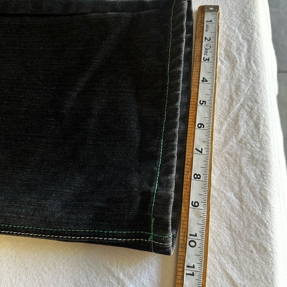 ATTITUDE GOLD MEN’S JEANS GREEN STICH Y2K PNTS SZ 44/32 - Picture 13 of 16